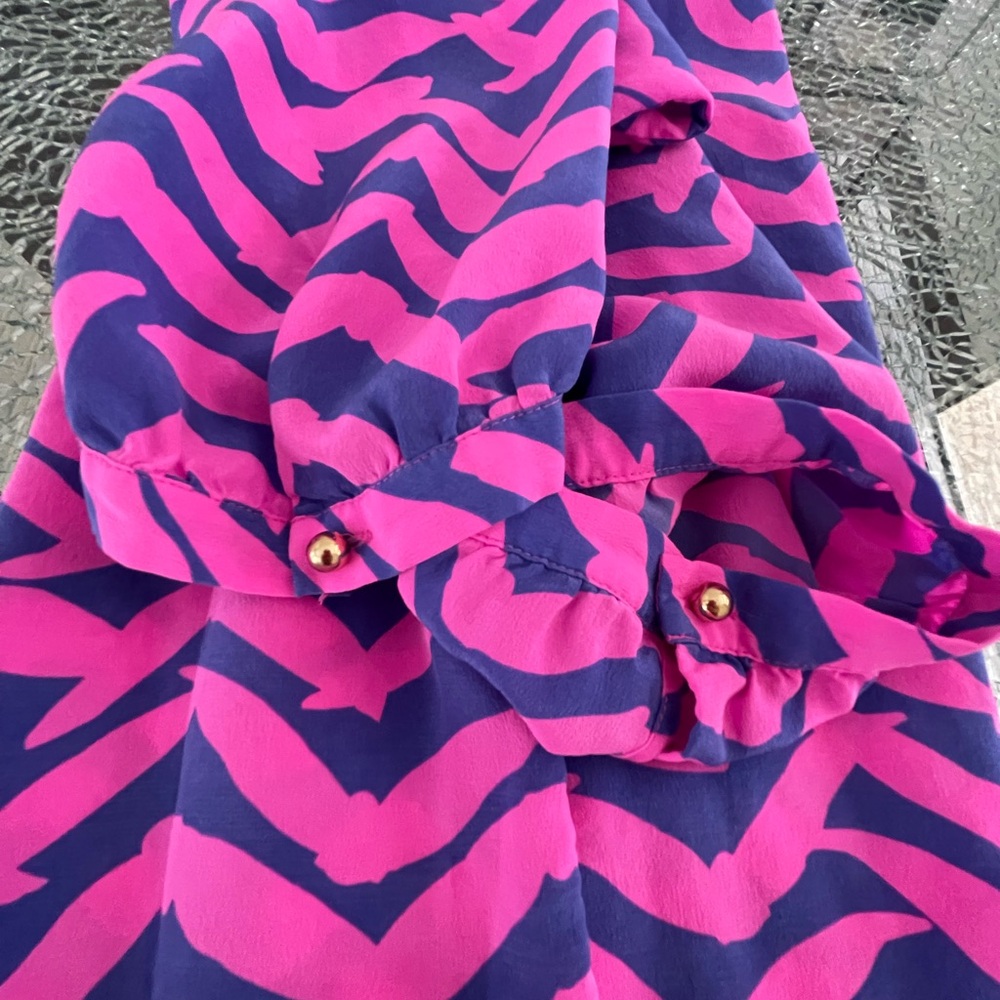 Lilly Pulitzer Pink and Purple Chevron Print Blouse - Picture 8 of 8